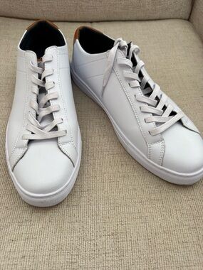 BYLT Basics Everyday casual sneaker white leather lace up sz 12 men like new